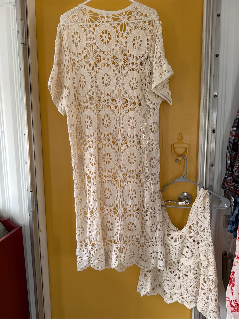 Custom Made Crochet Cover-Up Dress and Adora Tank Set in Cream Size L - Picture 8 of 10